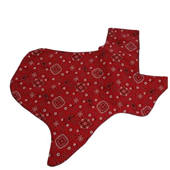 Set of 4 Texas Shaped Placemats Red Bandana Napkins Soft Denim Handcrafted - Picture 4 of 12